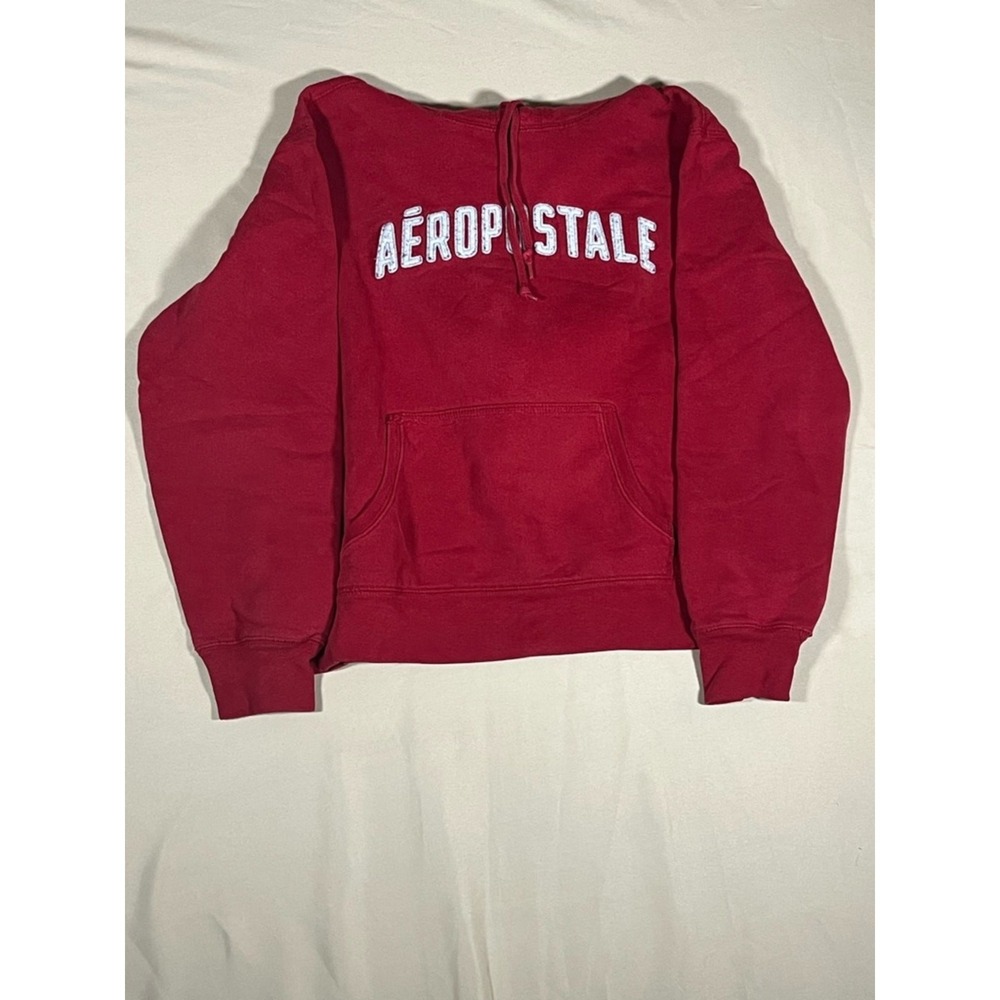 Aeropostale Kids Red Pullover Hoodie Tomboy Fit Applique Logo Sweatshirt M Y2K